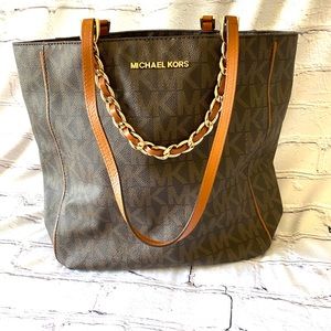 Michael Kors Leather Tote with Gold Chain Straps